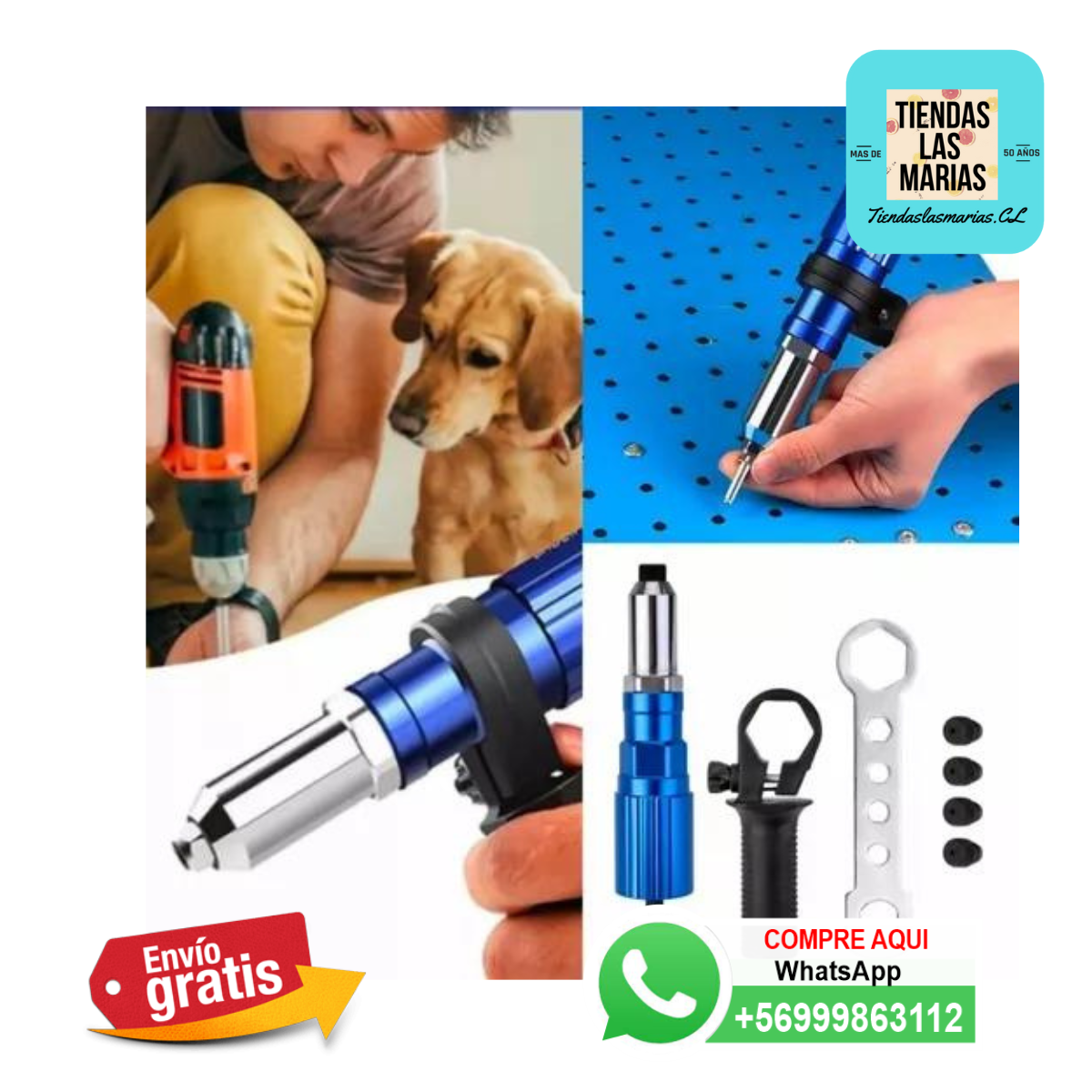 Adaptador Remachadora Para Taladro Fácil y Rápido ⏱️