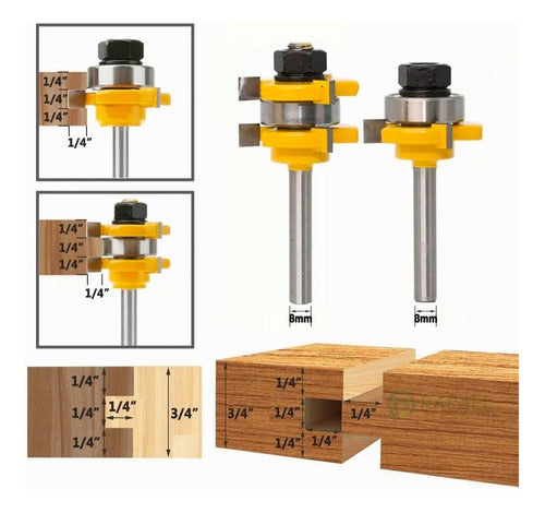 2 Fresas Madera Toma 1/47.60mm - Router Tupi Fresadora