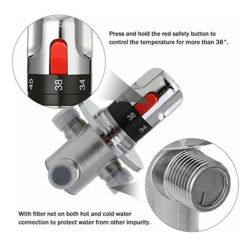 Válvula Mezcladora Termostática Ajustable 3/baño Latón Agua