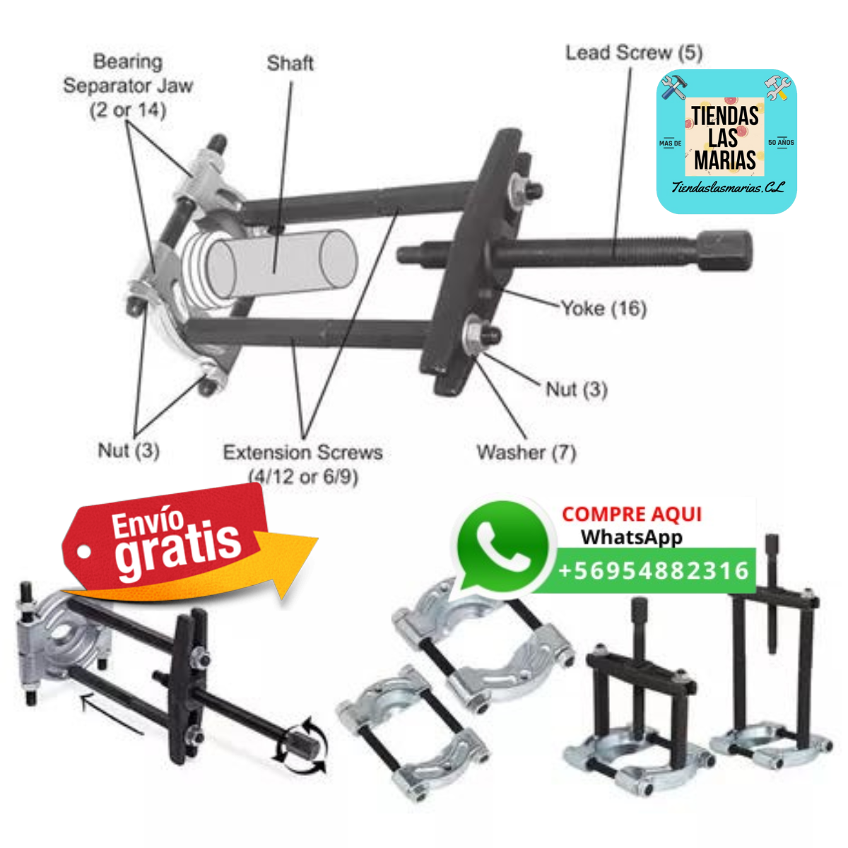 ¡Dile adiós a los bujes y rodamientos atascados! Kit-set Extractor 14pcs ⚙️ (OF)