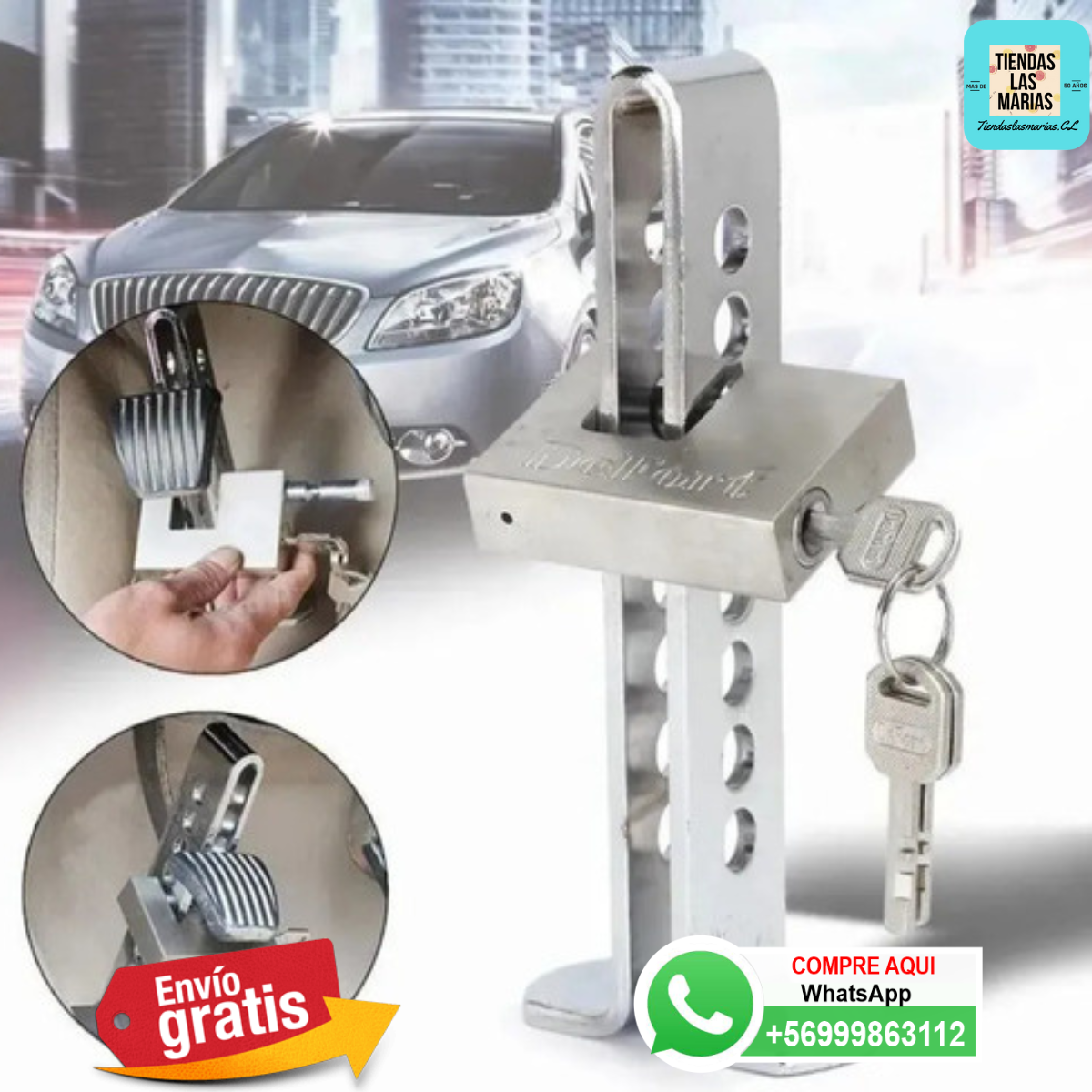 ¡No te arriesgues! Traba Pedal Seguridad Auto Antirrobo 🇨🇱 (OF)