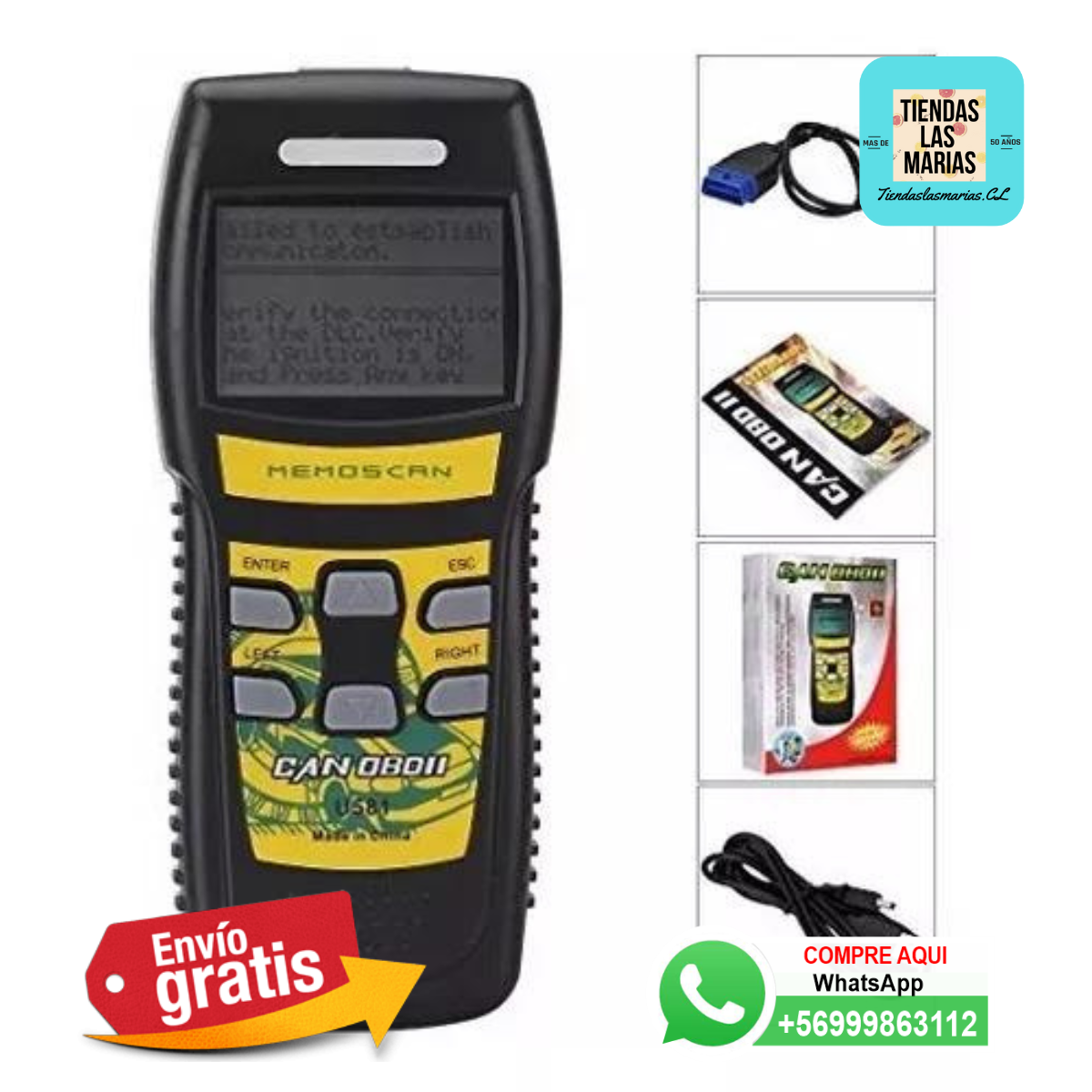 ¡Diagnostica tu auto en segundos! ⏱️ Scanner Automotriz Super Can Multimarca Obdii Memoscan U581 (OF)
