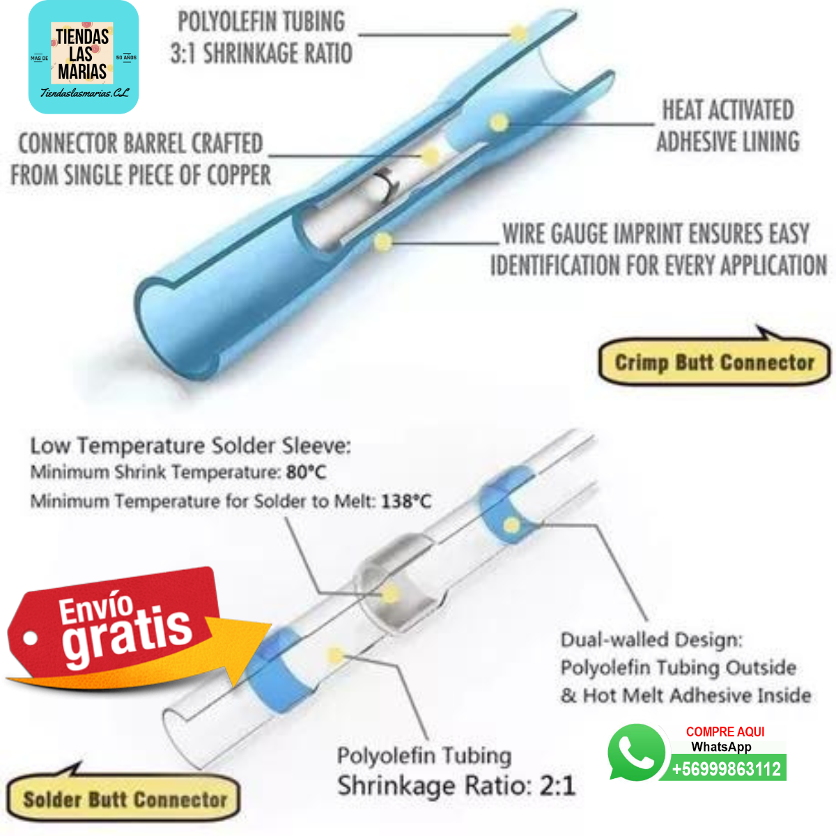 ⚡ ¡500 Terminales de Crimpado Termorretráctiles Impermeables! ⚡(BO)
