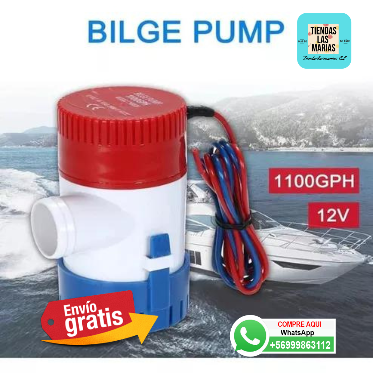 ¡Adiós al agua!  Bomba eléctrica sumergible 12V 1100 GPH ️ para tu barco (BO)