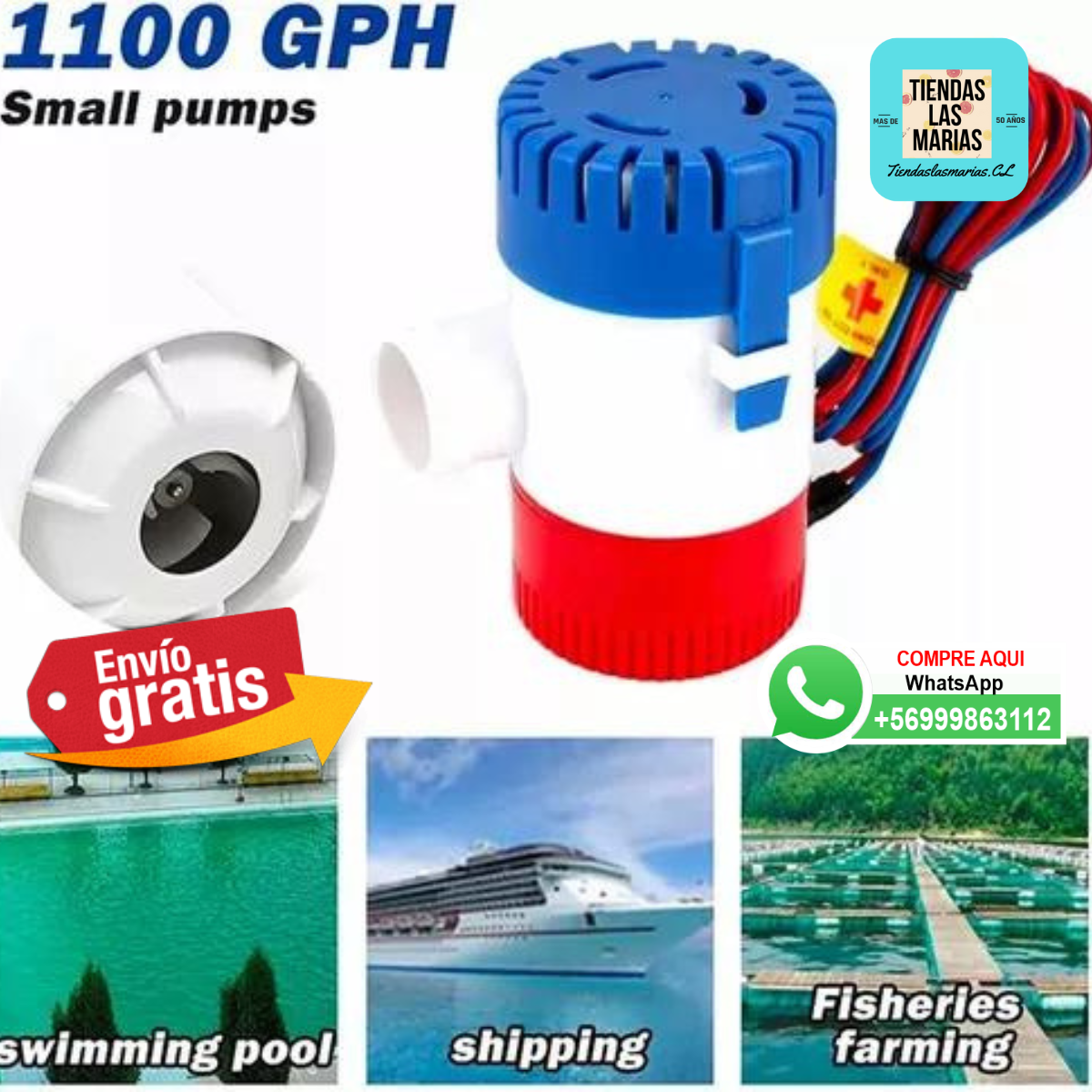 ¡Adiós al agua!  Bomba eléctrica sumergible 12V 1100 GPH ️ para tu barco (OF)