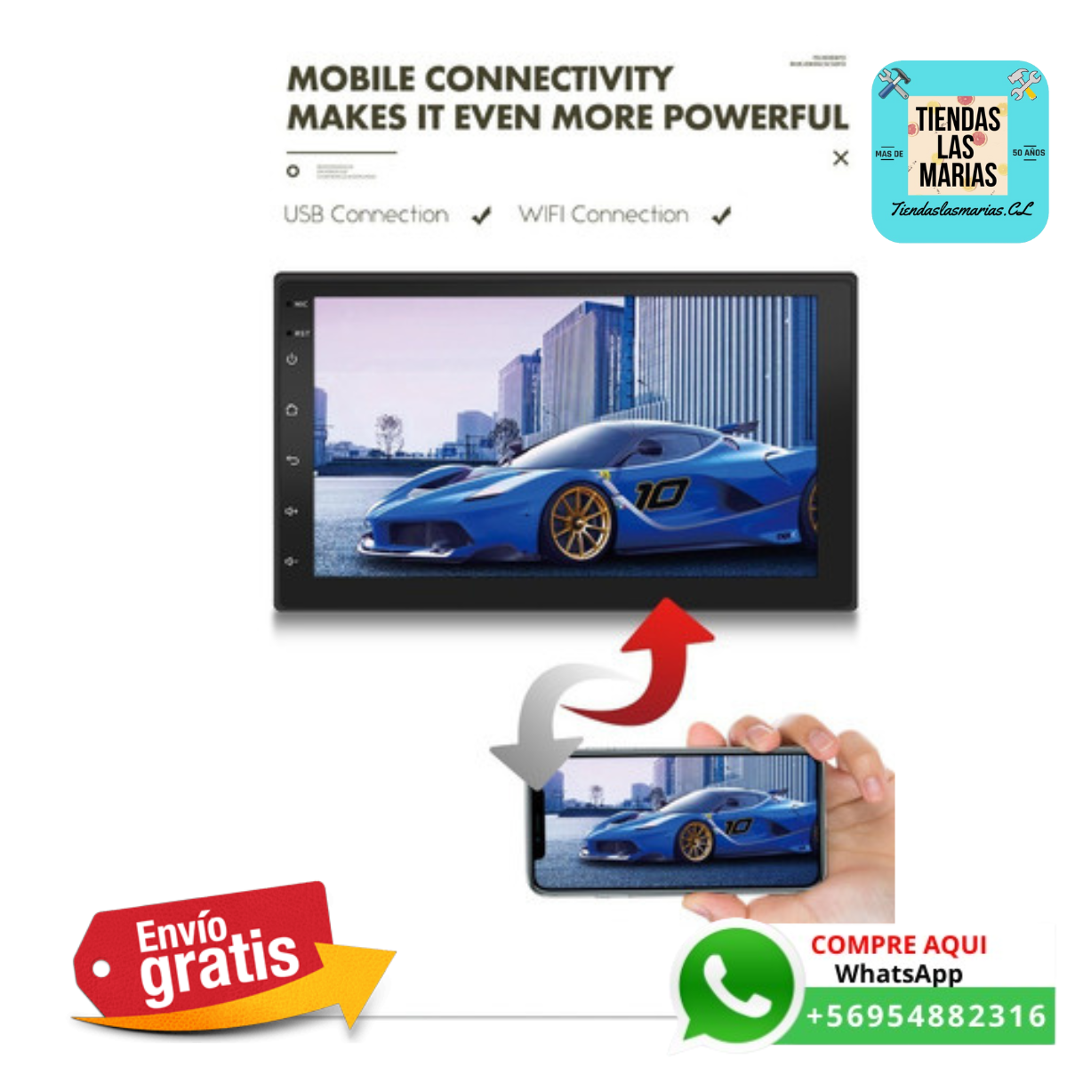 ¡Conduce con estilo!  Radio Android 10.1"  Pantalla táctil ✨ GPS  Bluetooth  Wifi  + Cámara Retroceso  ¡Tu auto nunca será el mismo! (OB)