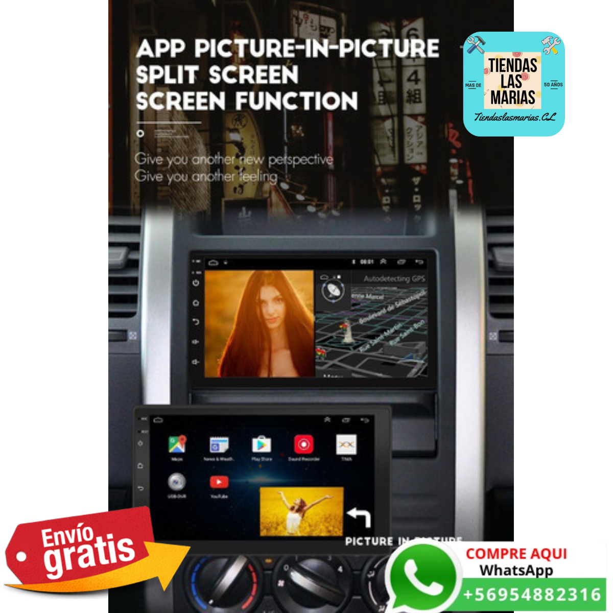 ¡Conduce con estilo!  Radio Android 10.1"  Pantalla táctil ✨ GPS  Bluetooth  Wifi  + Cámara Retroceso  ¡Tu auto nunca será el mismo! (OB)