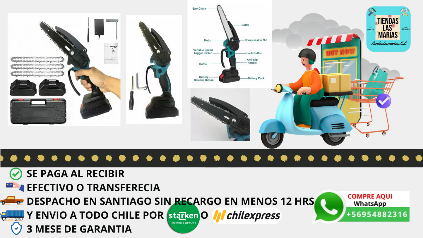 ✂️ ¡Corta Ramas Fácilmente con la Mini Motosierra Eléctrica! ✂️