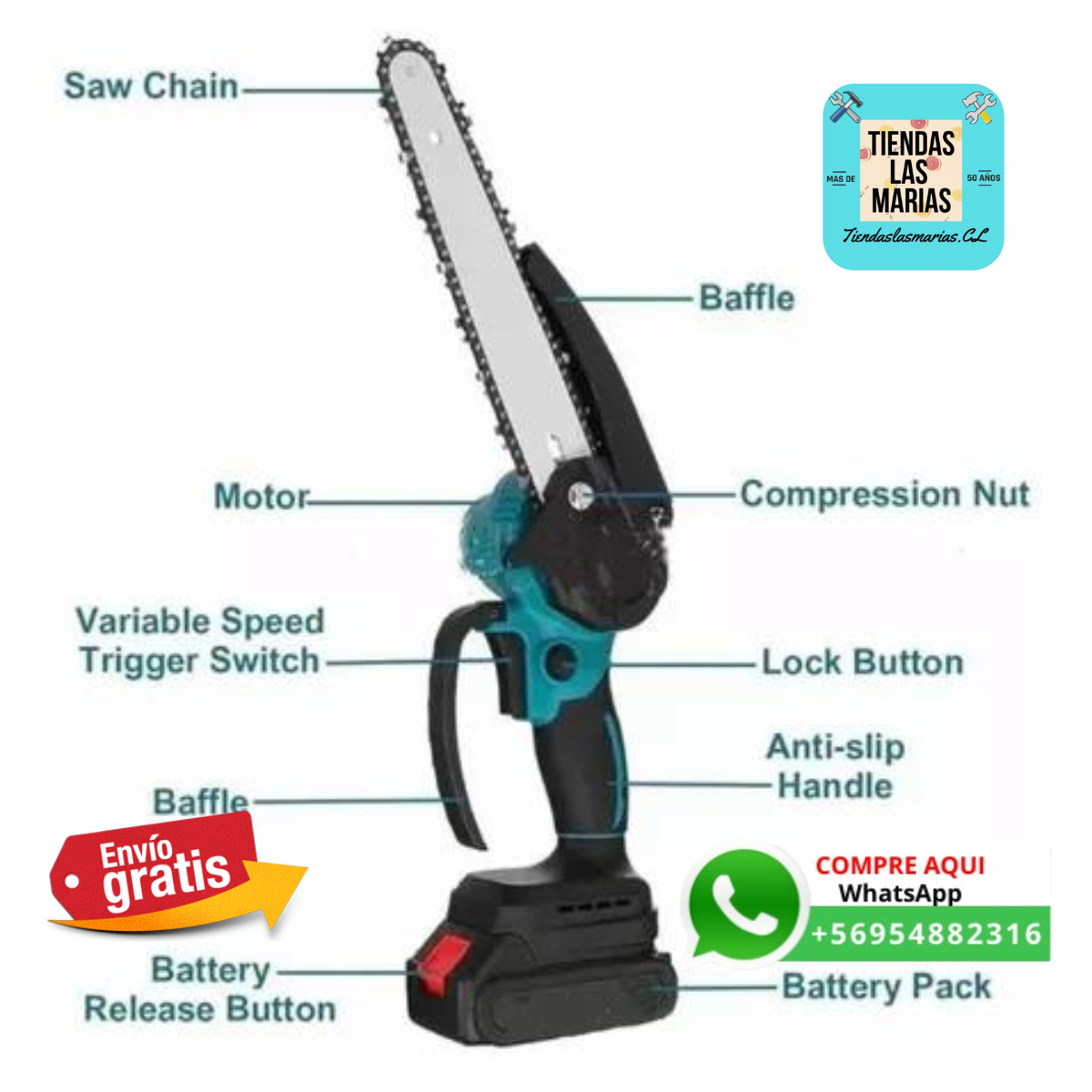 ✂️ ¡Corta Ramas Fácilmente con la Mini Motosierra Eléctrica! ✂️