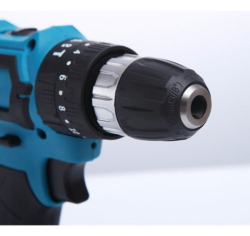 Taladro Percutor Inalambrico 2 Baterías Maleta Y Accesorios Color Azul