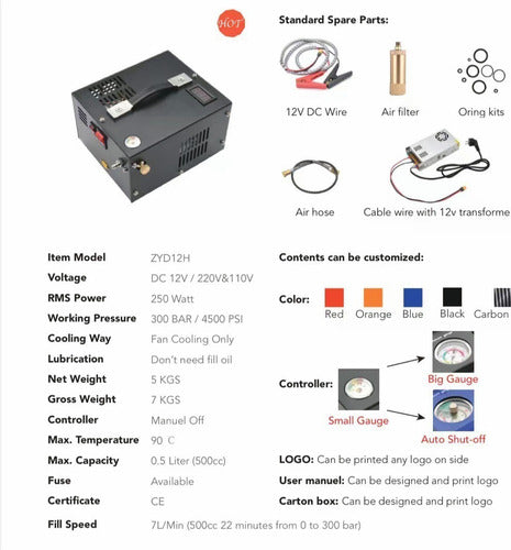 Copia de Compresor De Aire Pcp Auto 12v 30mpa 4500psi (OB)