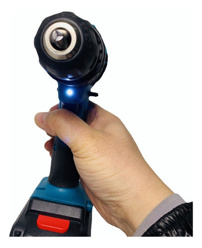 Taladro Percutor Inalambrico 2 Baterías Maleta Y Accesorios Color Azul