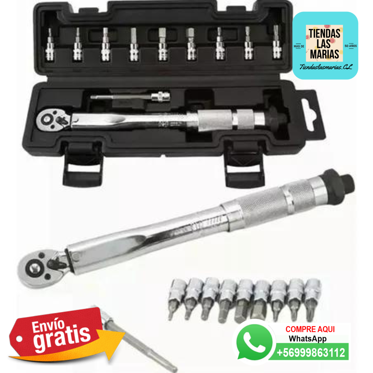 ¡Llave de torque 1/4" 5-25Nm!  Precisión garantizada  11 piezas ️ ¡Oferta imperdible! (OB)