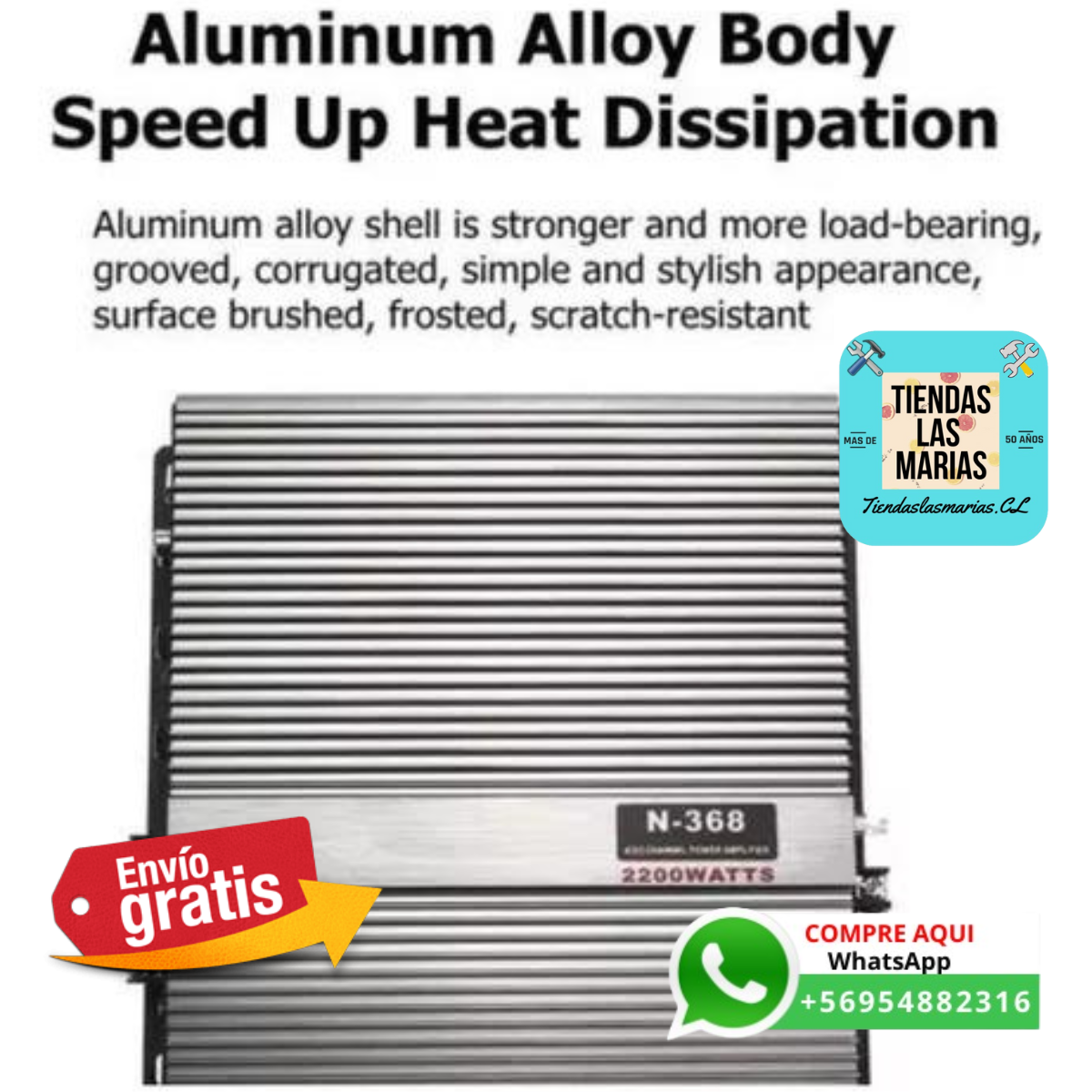 ¡Potencia tu música al máximo!  Amplificador Auto Estéreo 2 Canales 2200w 12v (OF)