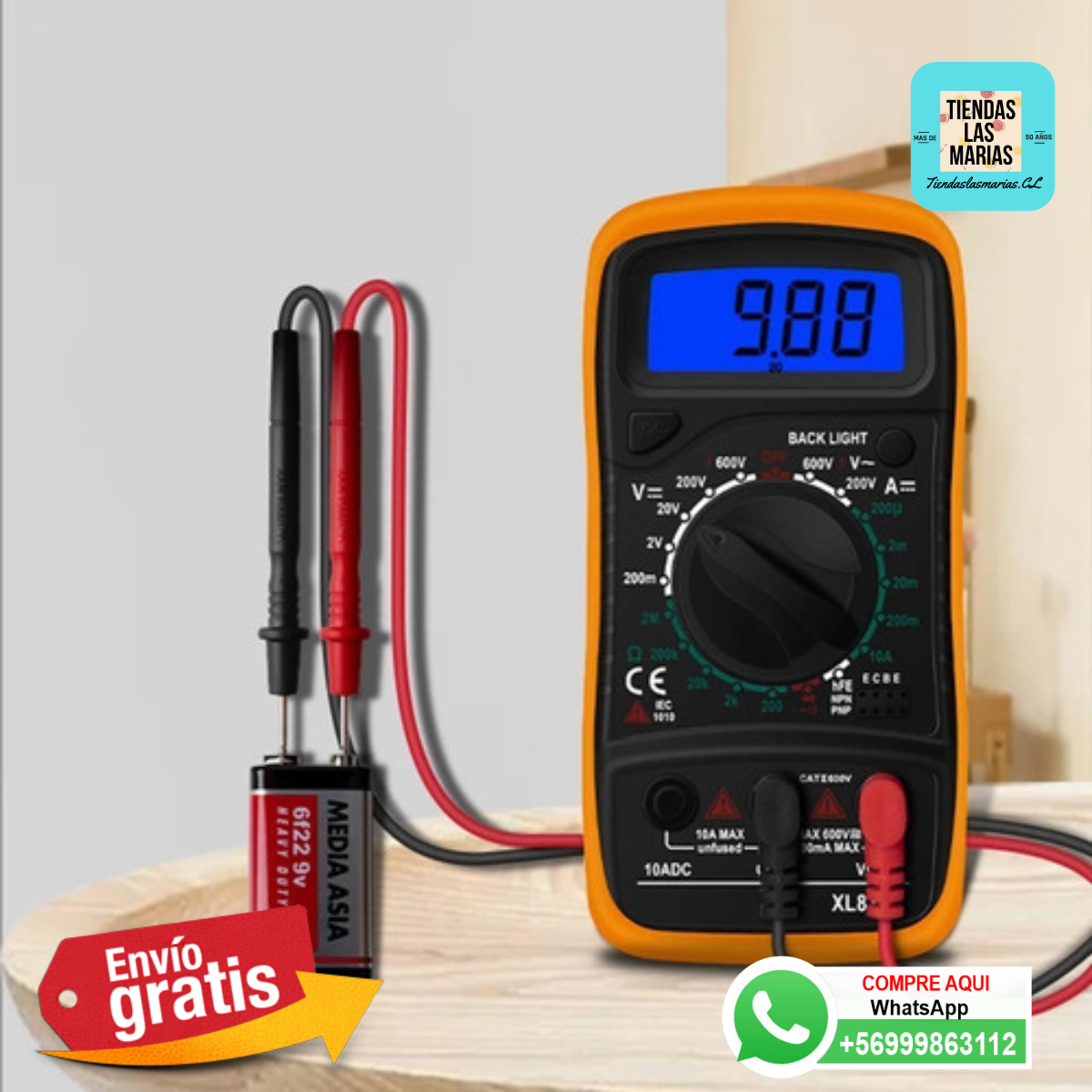 ¡Tester Digital Multifunción! Mide Amperaje, Voltaje, Ohms, Diodos y más! (OF)