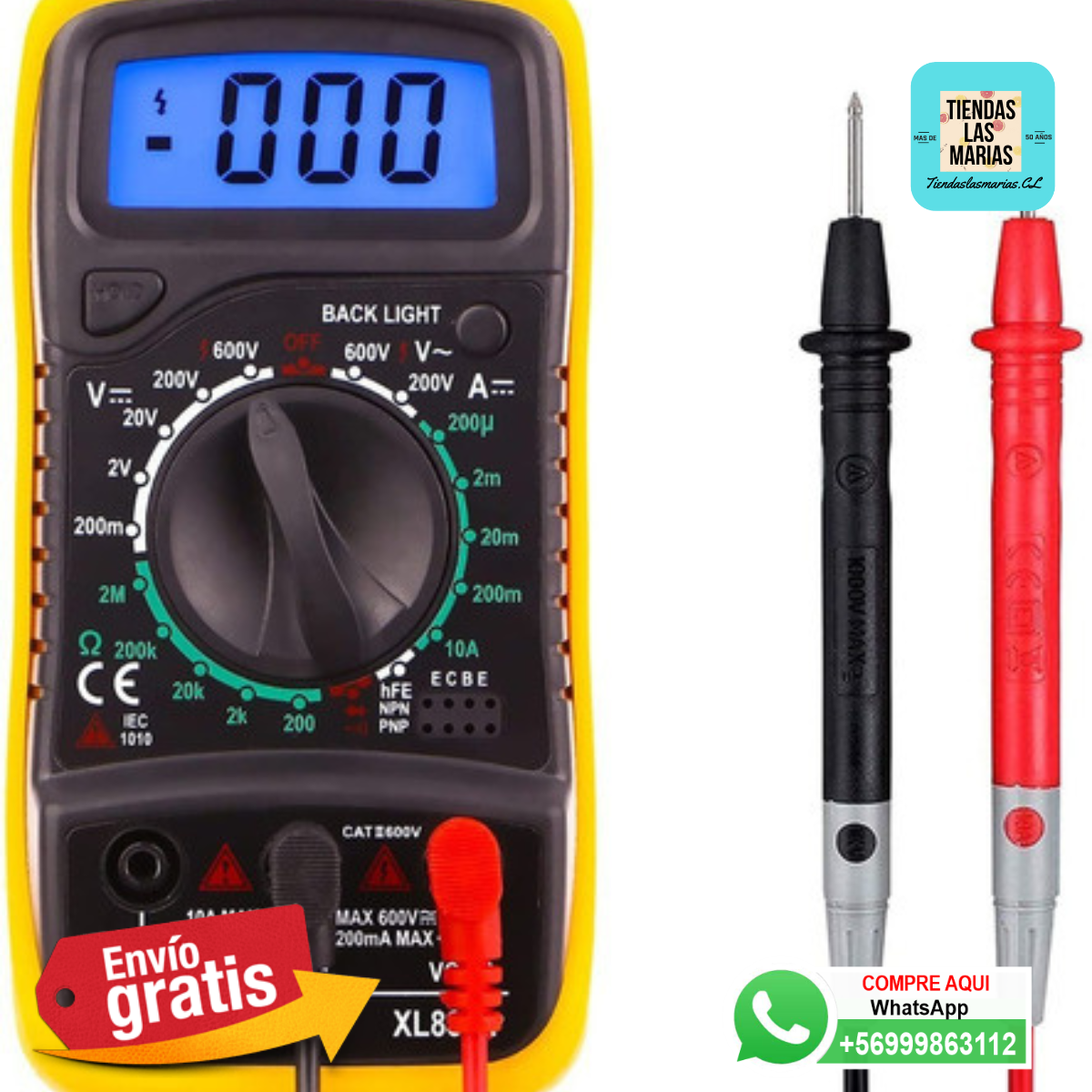 ¡Tester Digital Multifunción! Mide Amperaje, Voltaje, Ohms, Diodos y más! (OF)