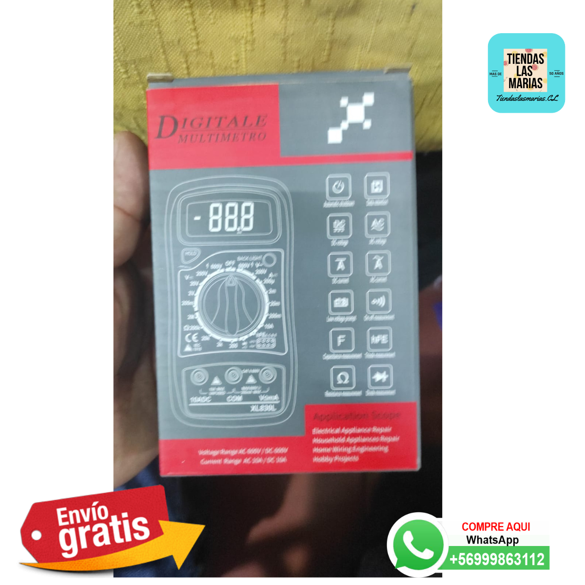 ¡Tester Digital Multifunción! Mide Amperaje, Voltaje, Ohms, Diodos y más! (OF)
