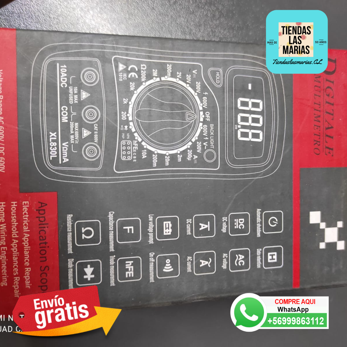 ¡Tester Digital Multifunción! Mide Amperaje, Voltaje, Ohms, Diodos y más! (OF)