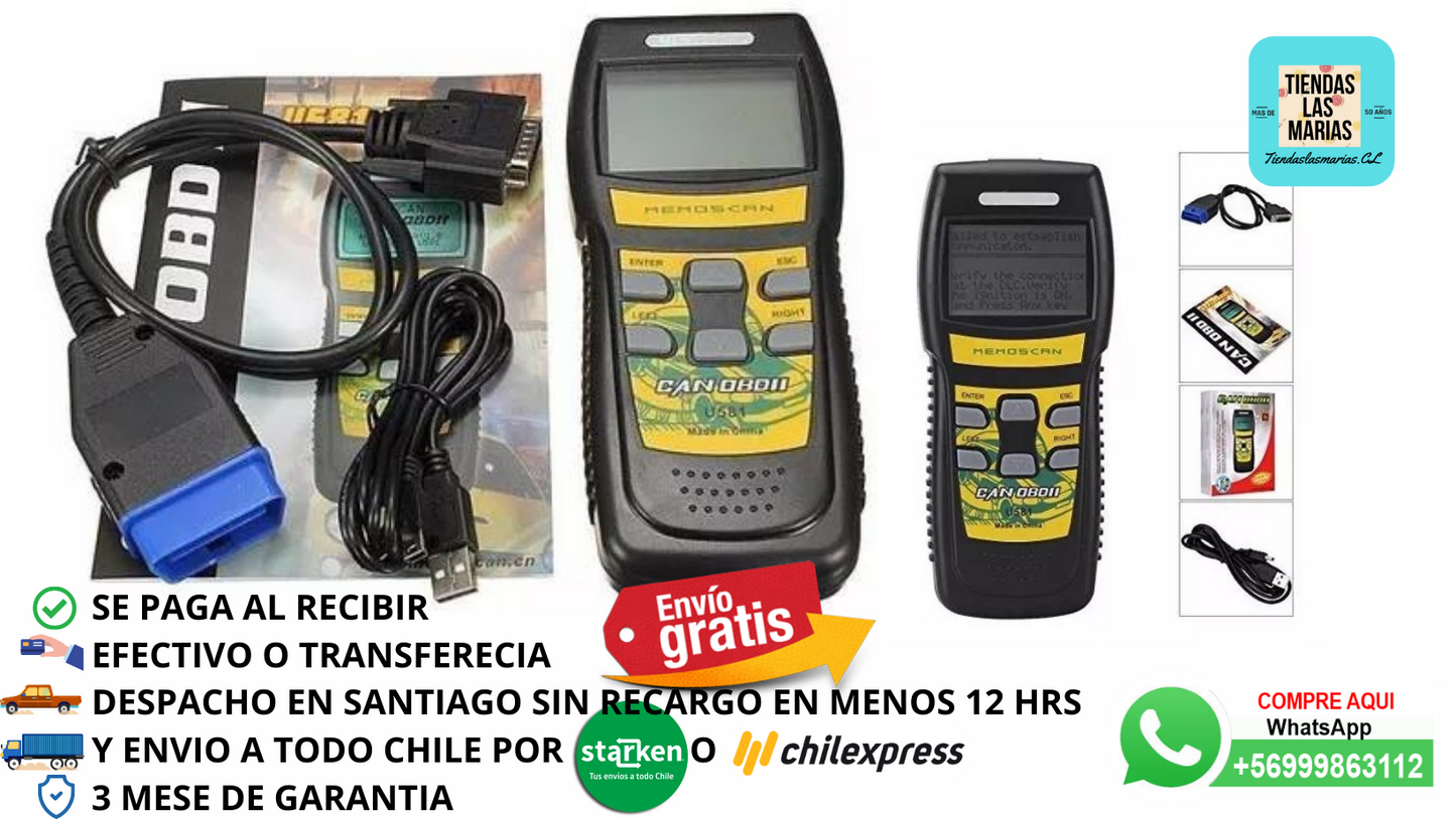 ¡Diagnostica tu auto en segundos! ⏱️ Scanner Automotriz Super Can Multimarca Obdii Memoscan U581 (OB)